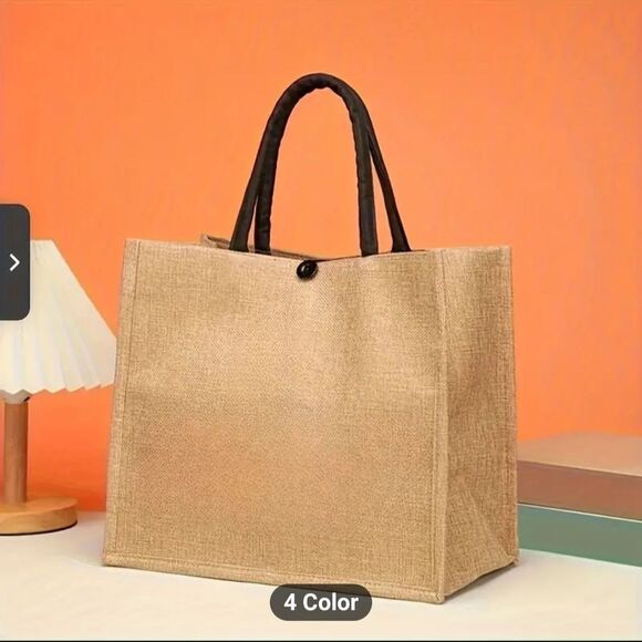 Cream and Tan Book Lover's Tote Bag - Picture 6 of 6